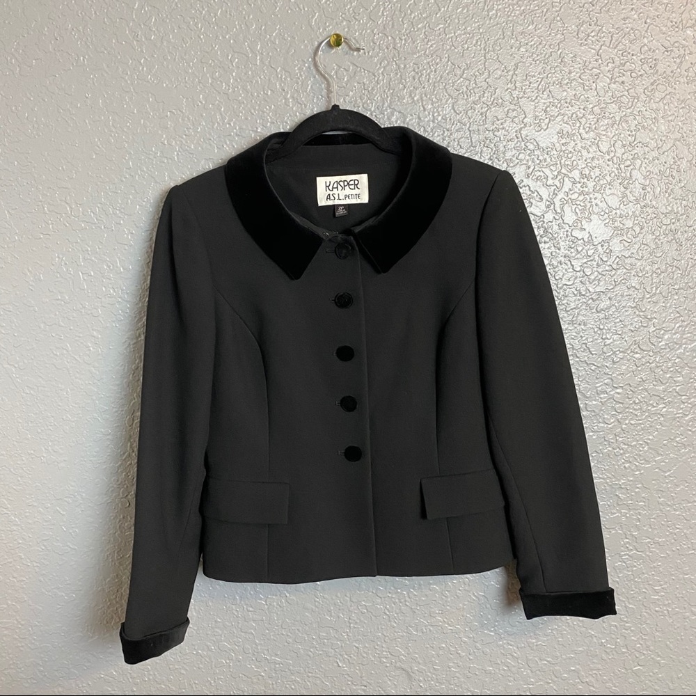 VINTAGE KASPER A.S.L PETTIT BLACK JACKET {2P}